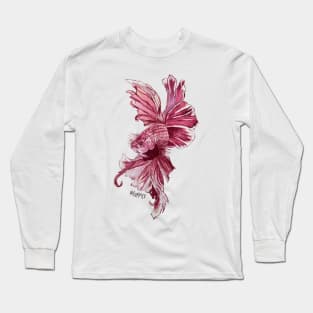 Maroon Watercolor Beta Fish Long Sleeve T-Shirt